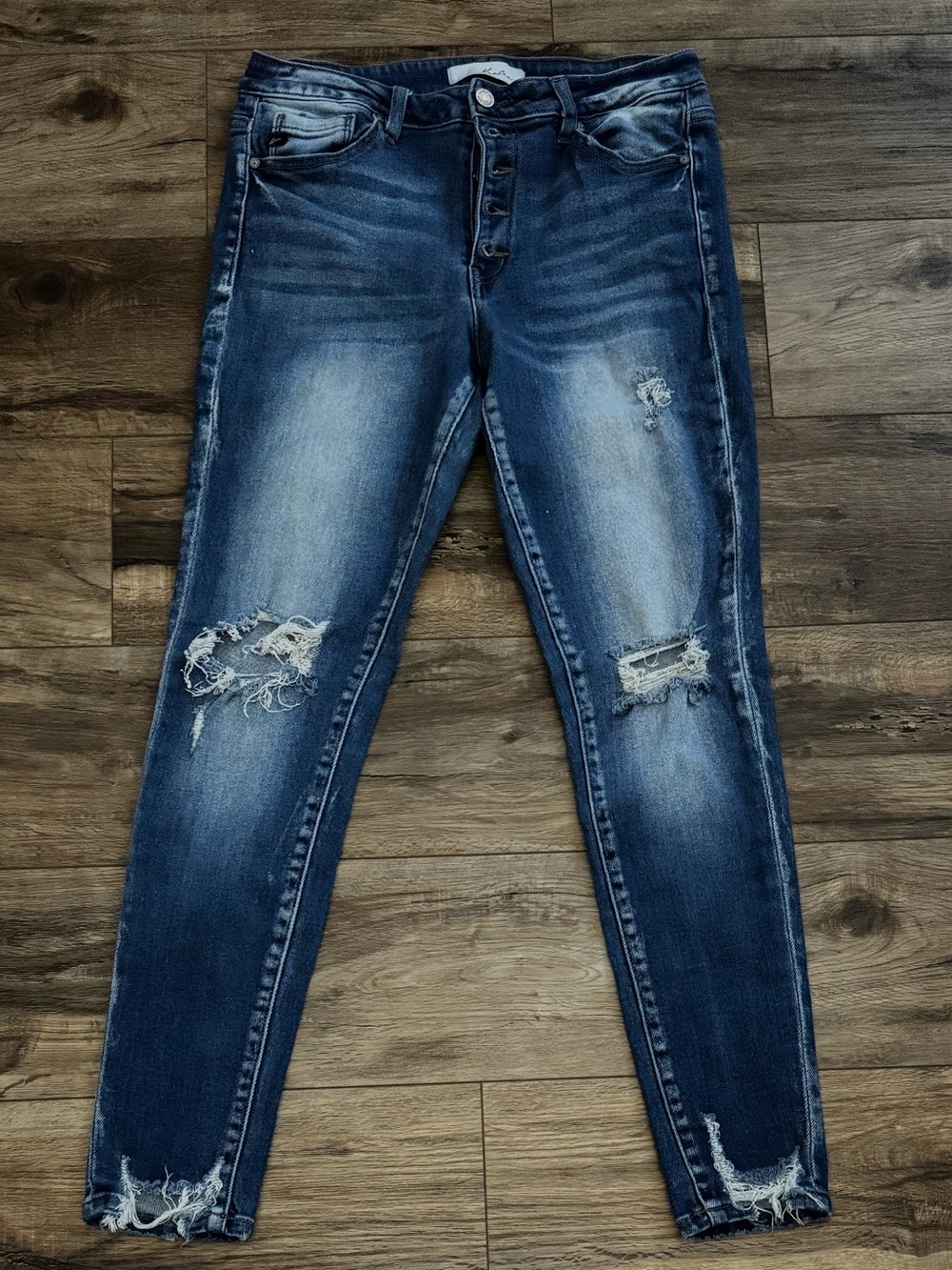 KanCan Dark Wash Distressed Skinny Jeans